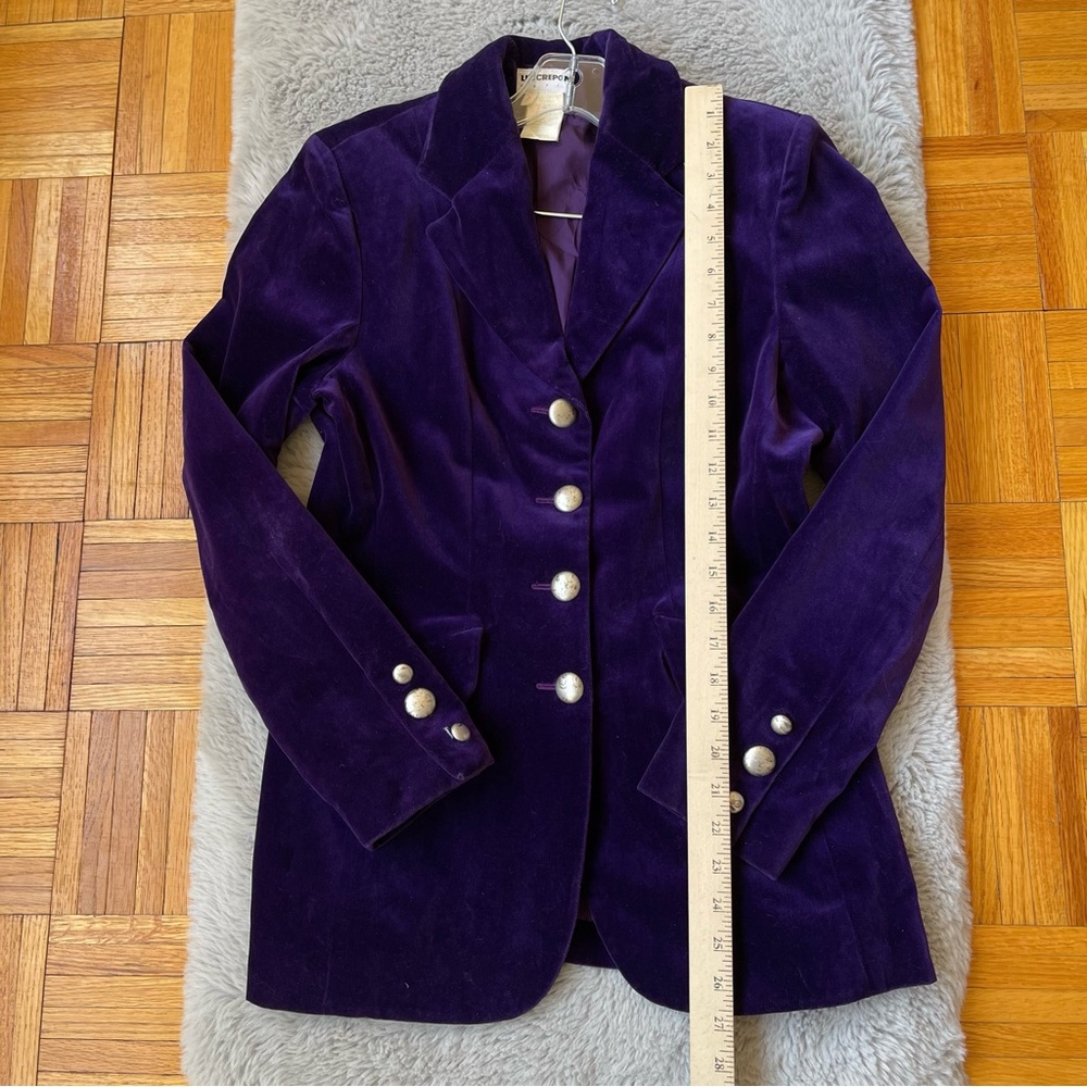 LILI CREPON Paris purple velveteen Blazer VTG‎ size 2 - Picture 6 of 10